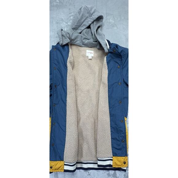 Cat & Jack Boys Jacket Blue/Yellow Sherpa Lined - Removable Hood - Size XL(16) - Picture 6 of 11